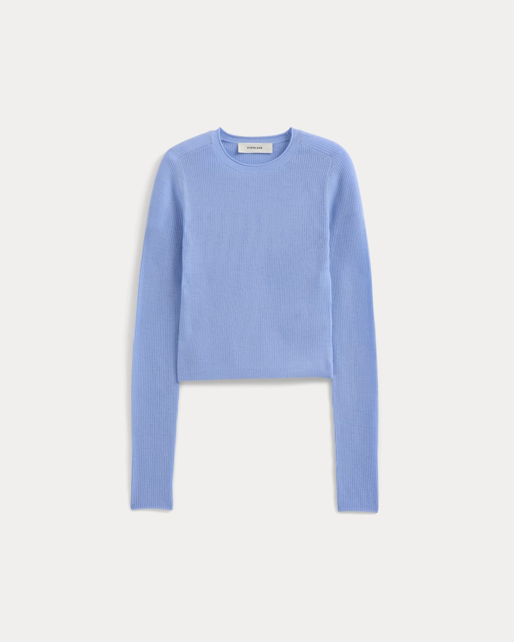 The Cropped Crew Top in Ultrafine Merino in Open Air Blue — alternate view