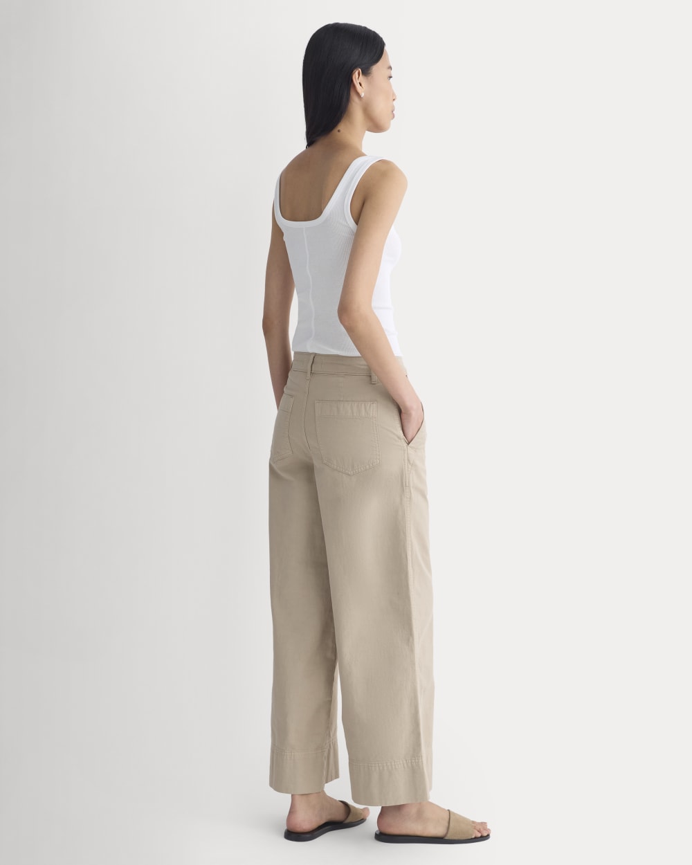 Seamed Wide-Leg Pant in Trench Coat Khaki — detail view
