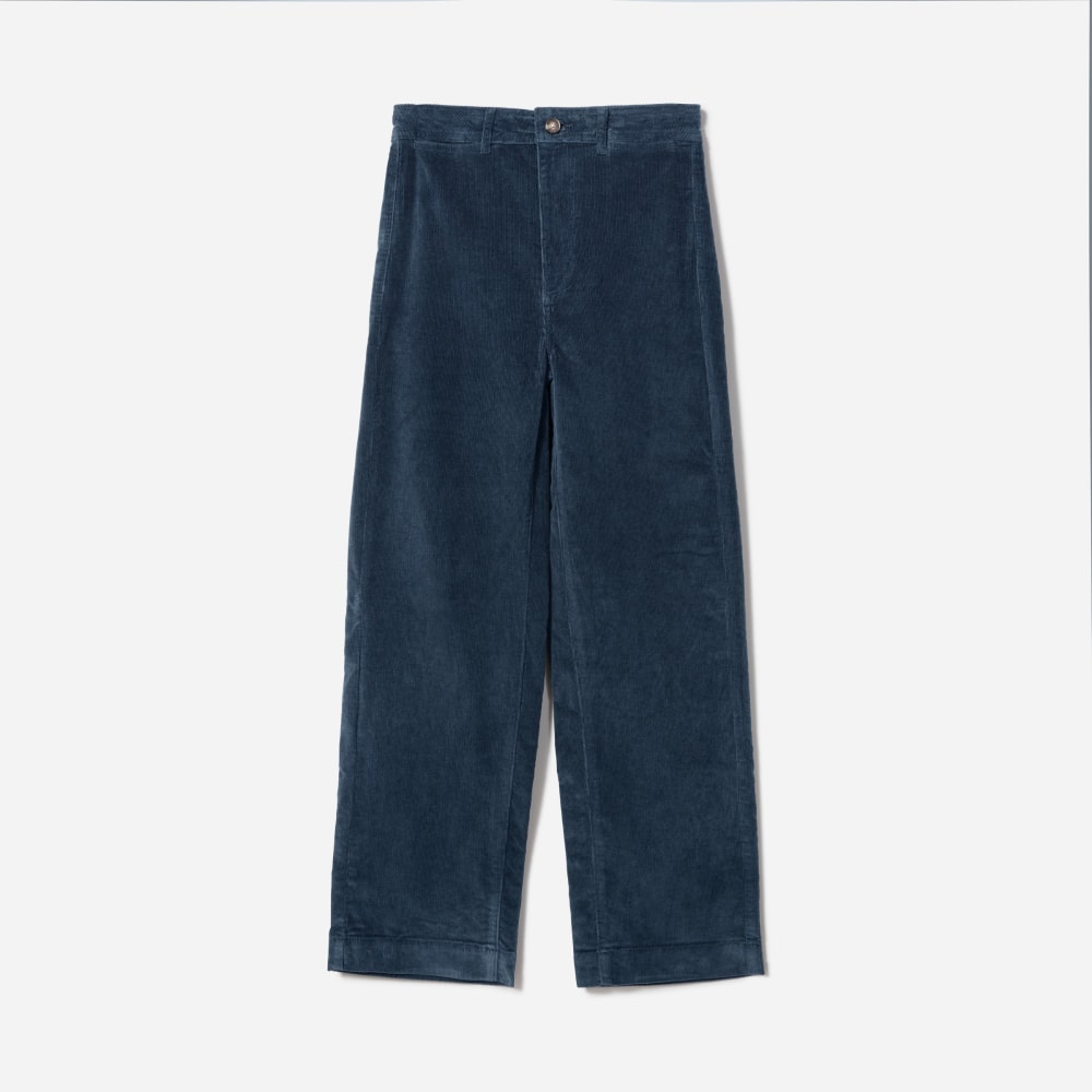 The Corduroy Wide-Leg Pant in Atlantic — front view