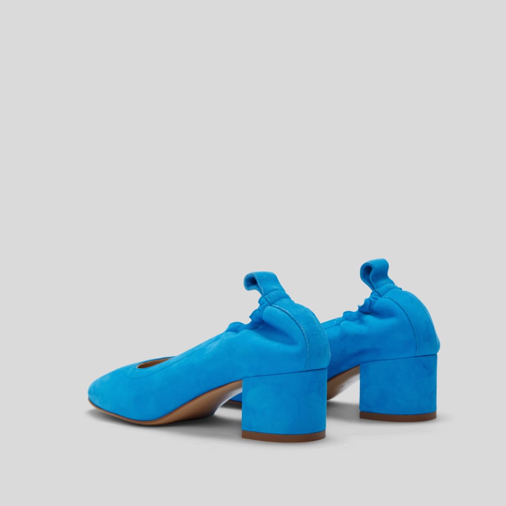 The Day Heel in Narrow Fit in Brilliant Blue Suede — detail view