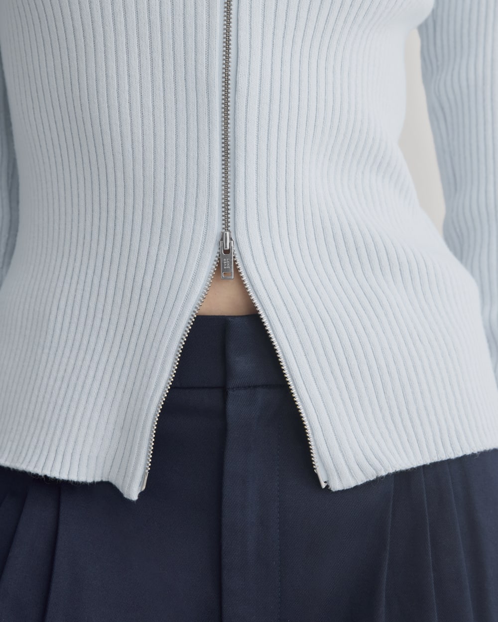 Full-Zip Ribbed Jacket in Everyday Cotton in Skywriting — detail view