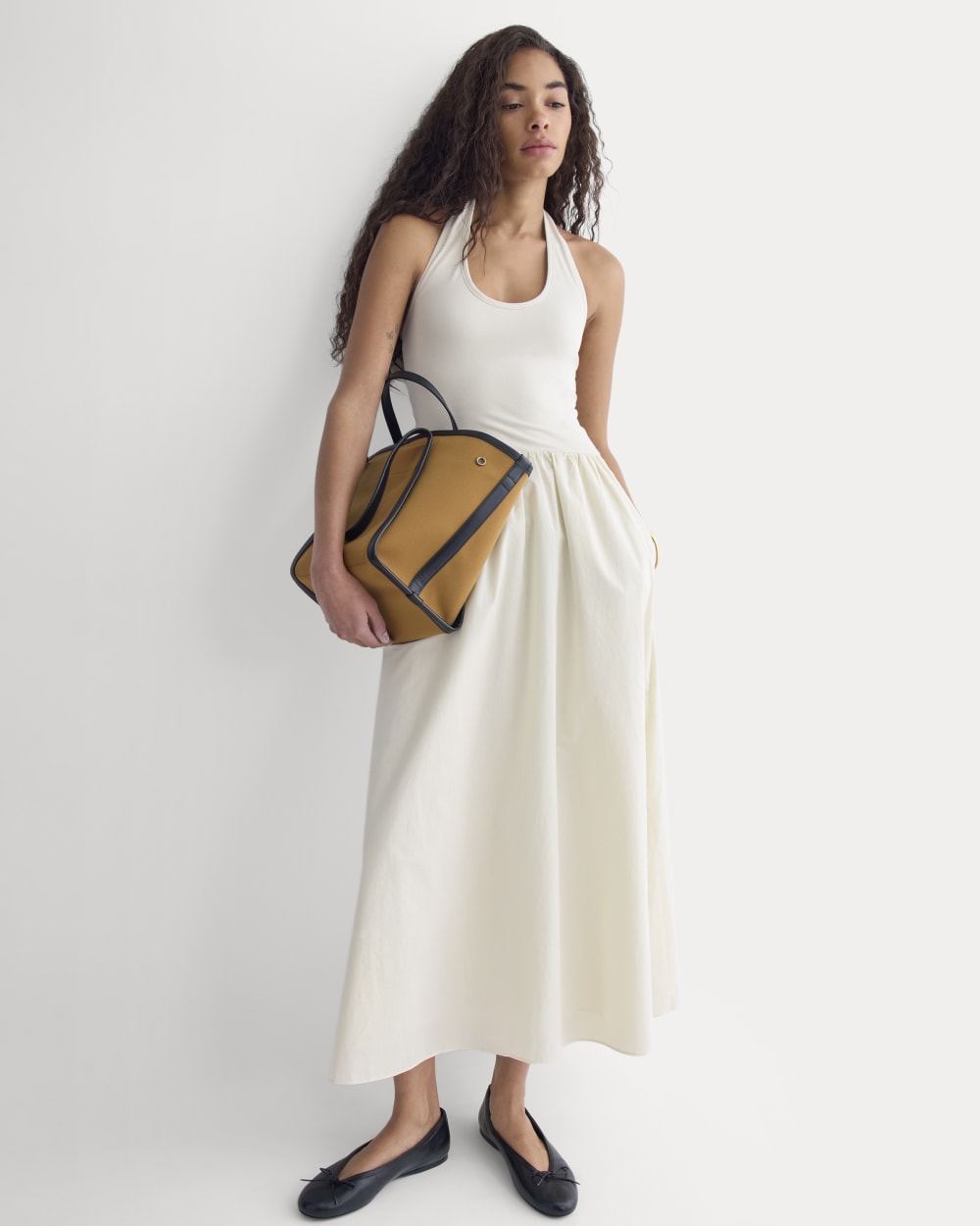 Halter Dress in Ultrasoft Cotton in Birch — detail view