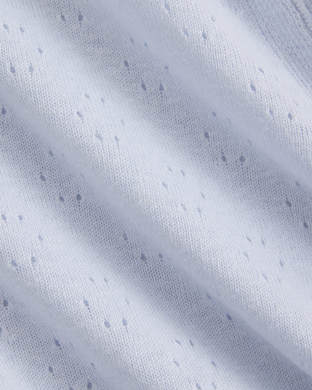 Lace Trim Cardigan in Fine Linen in Skywriting — detail view