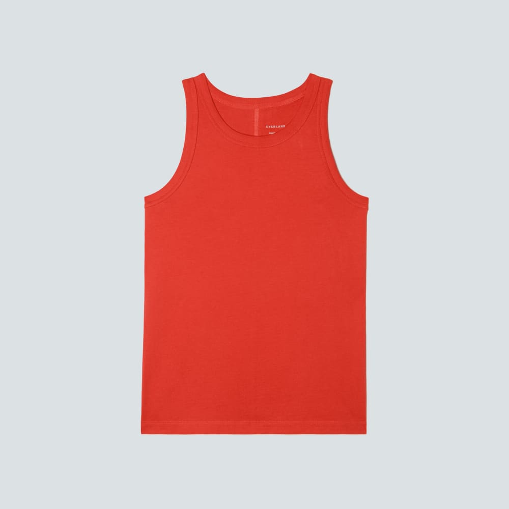 The Tank in Essential Cotton in Red Orange — front view