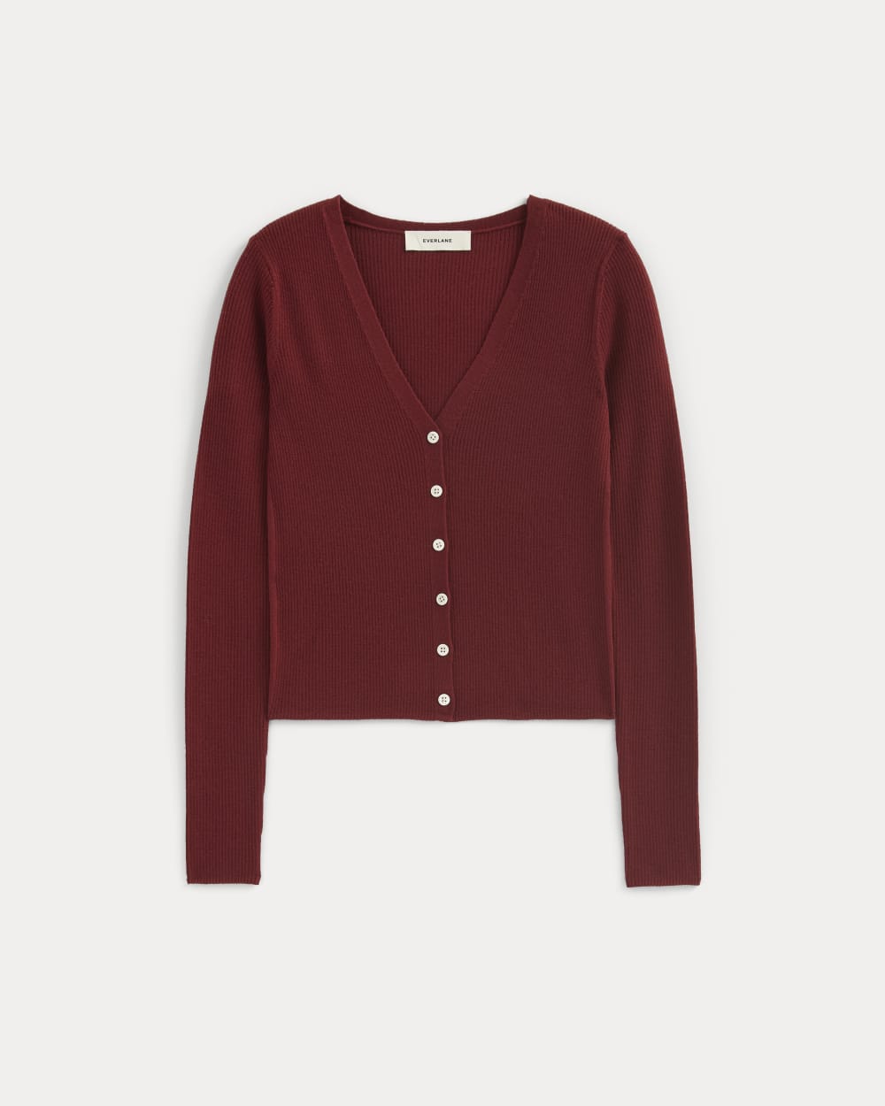 The Cardigan in Ultrasoft Merino in Merlot — alternate view