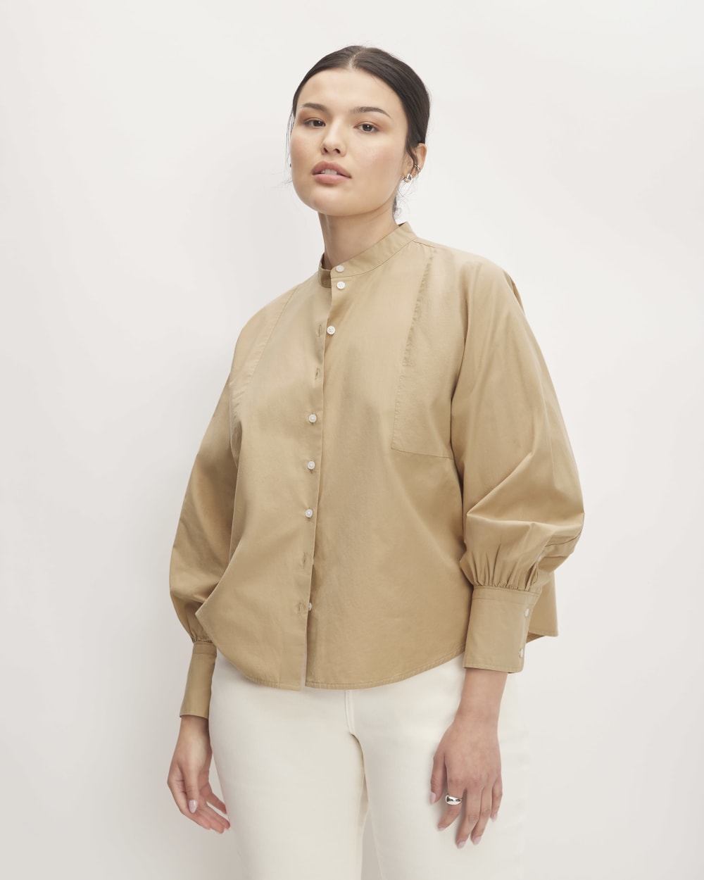 The Oversized Raglan Shirt in Cornstalk — front view