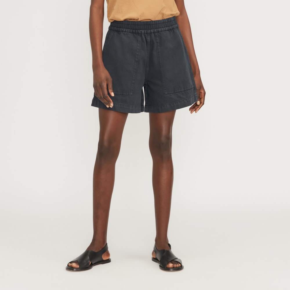 The Denim Utility Short in Ink — front view