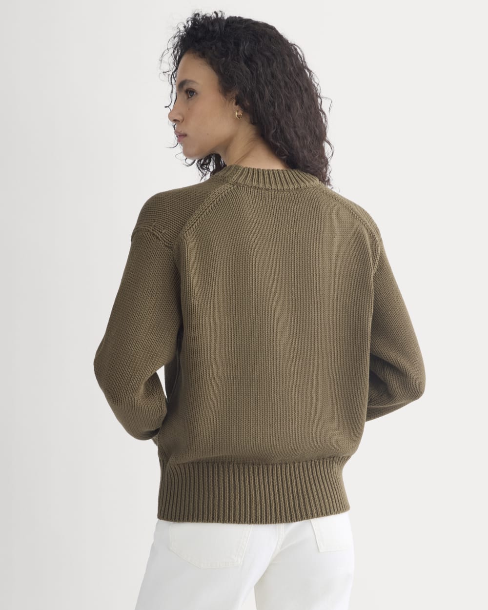 Oversized Cocoon Crew in Elevated Cotton in Beech — detail view