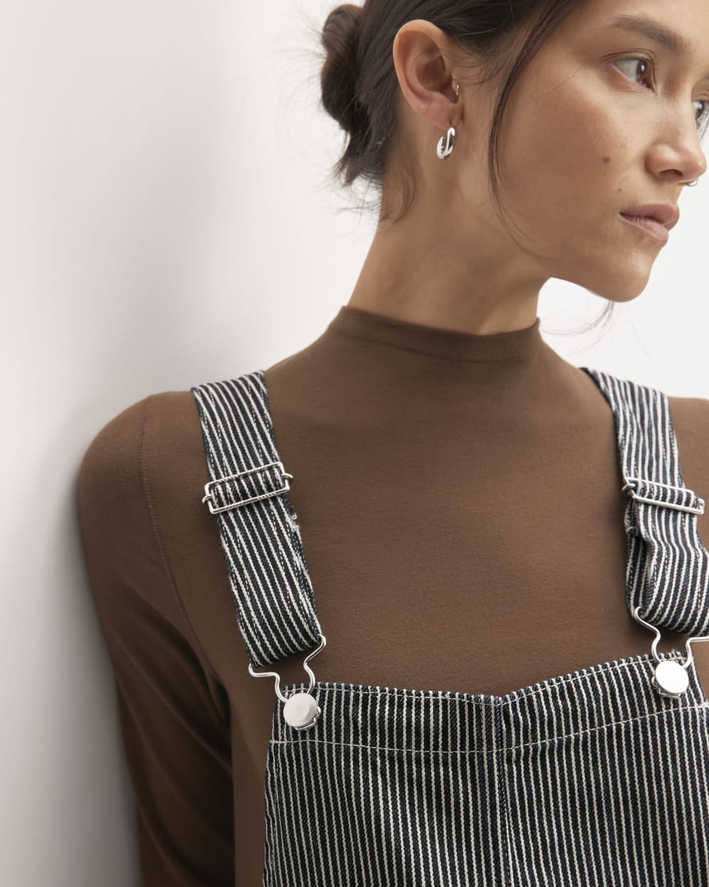 The Gardener Overall in Hickory Stripe — detail view