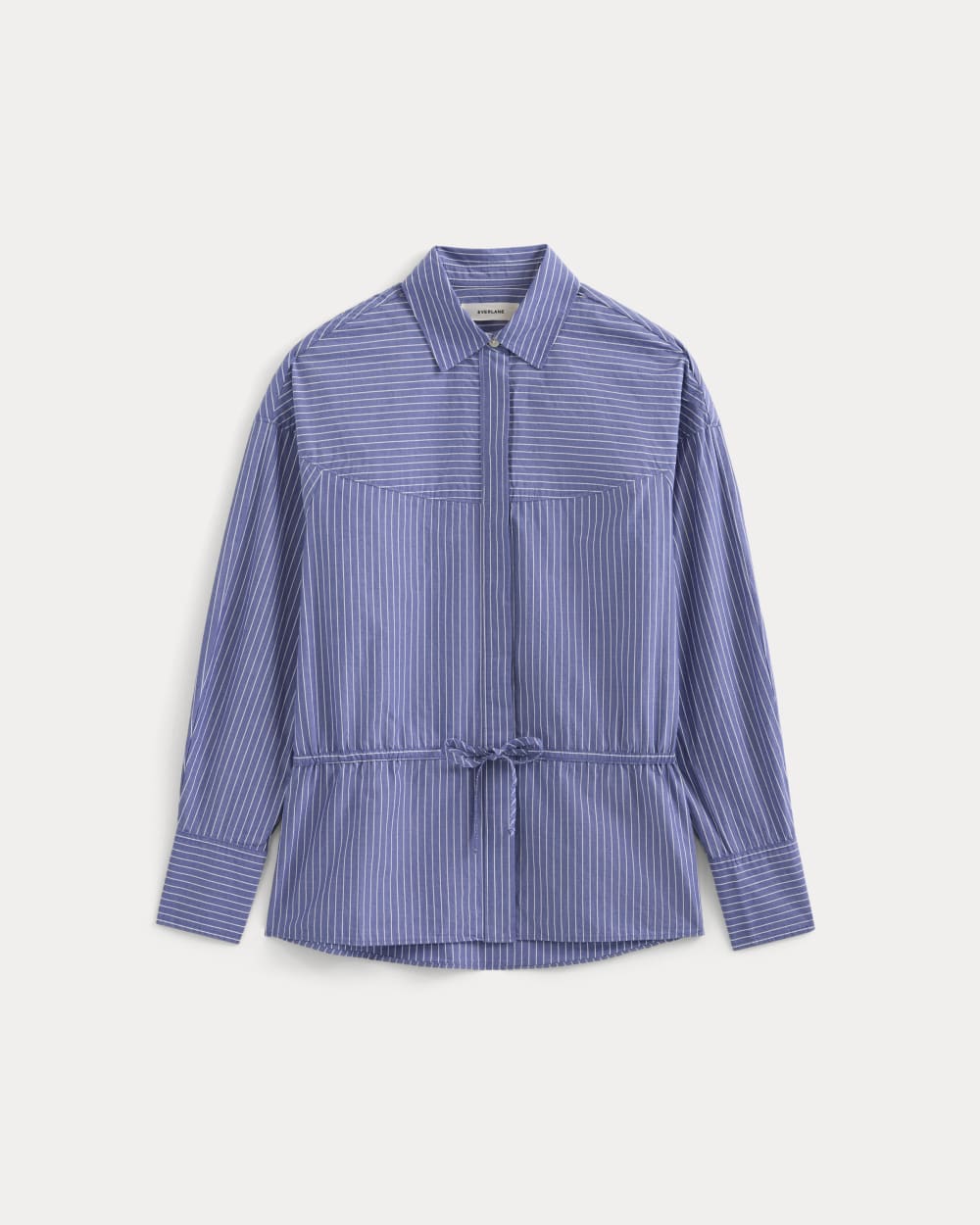 Oversized Cinched Shirt in Ultrasoft Cotton in Mazarine Blue / Optic White — alternate view