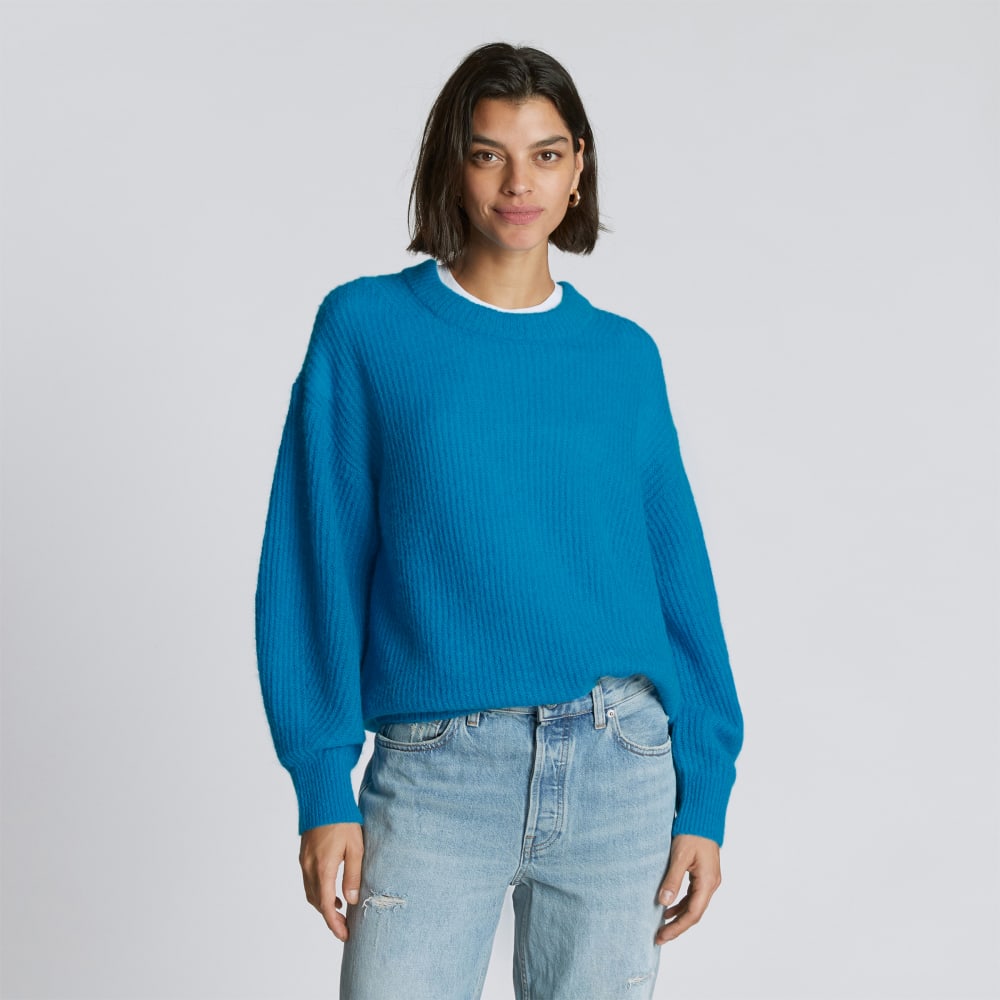 The Cocoon Crew in Alpaca in Horizon Blue — front view