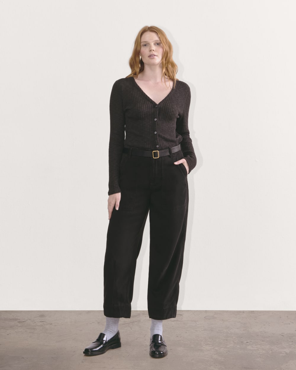 The Utility Pant in Buttersoft in Black — detail view