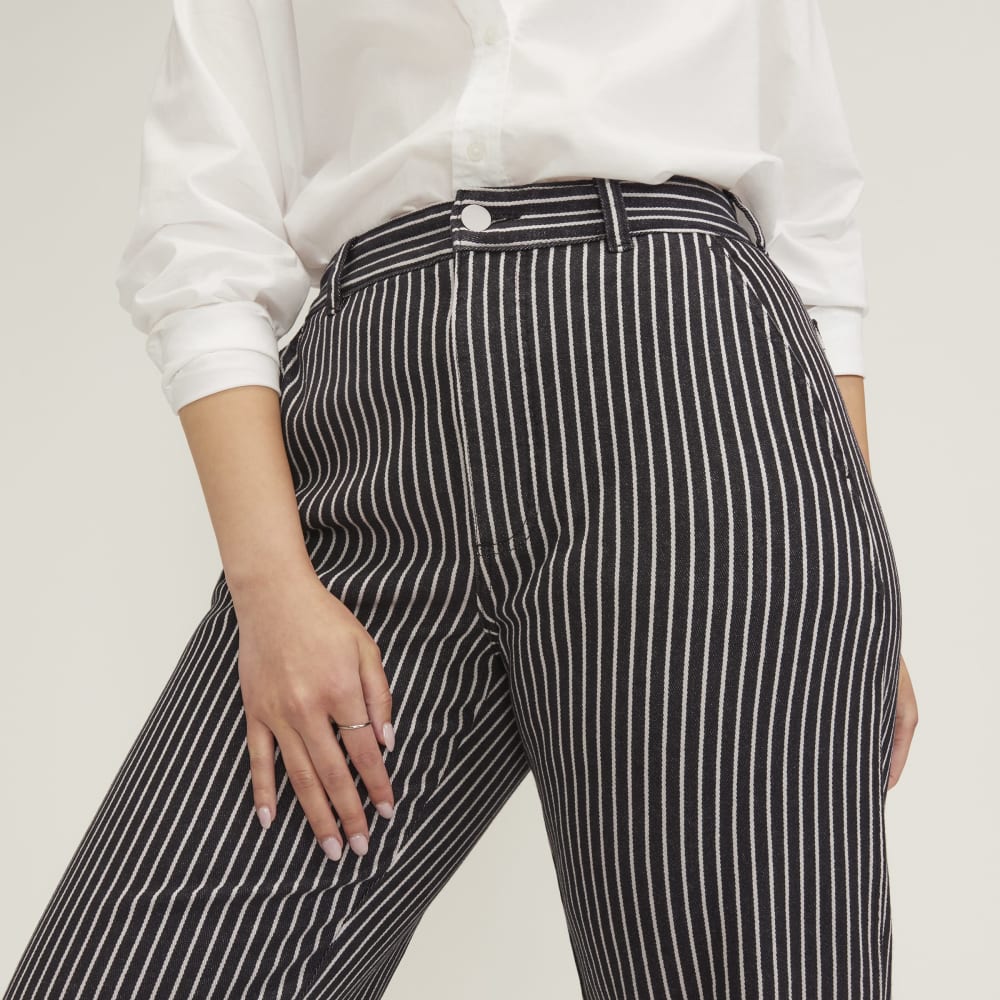 The Utility Barrel Pant in Black / Bone — detail view