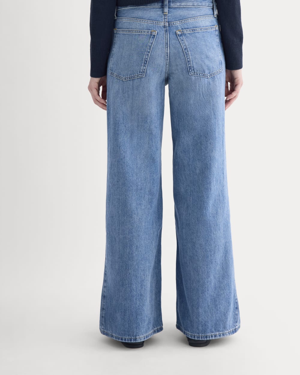 Paneled Wide-Leg Jean in Tungsten Scratch — detail view