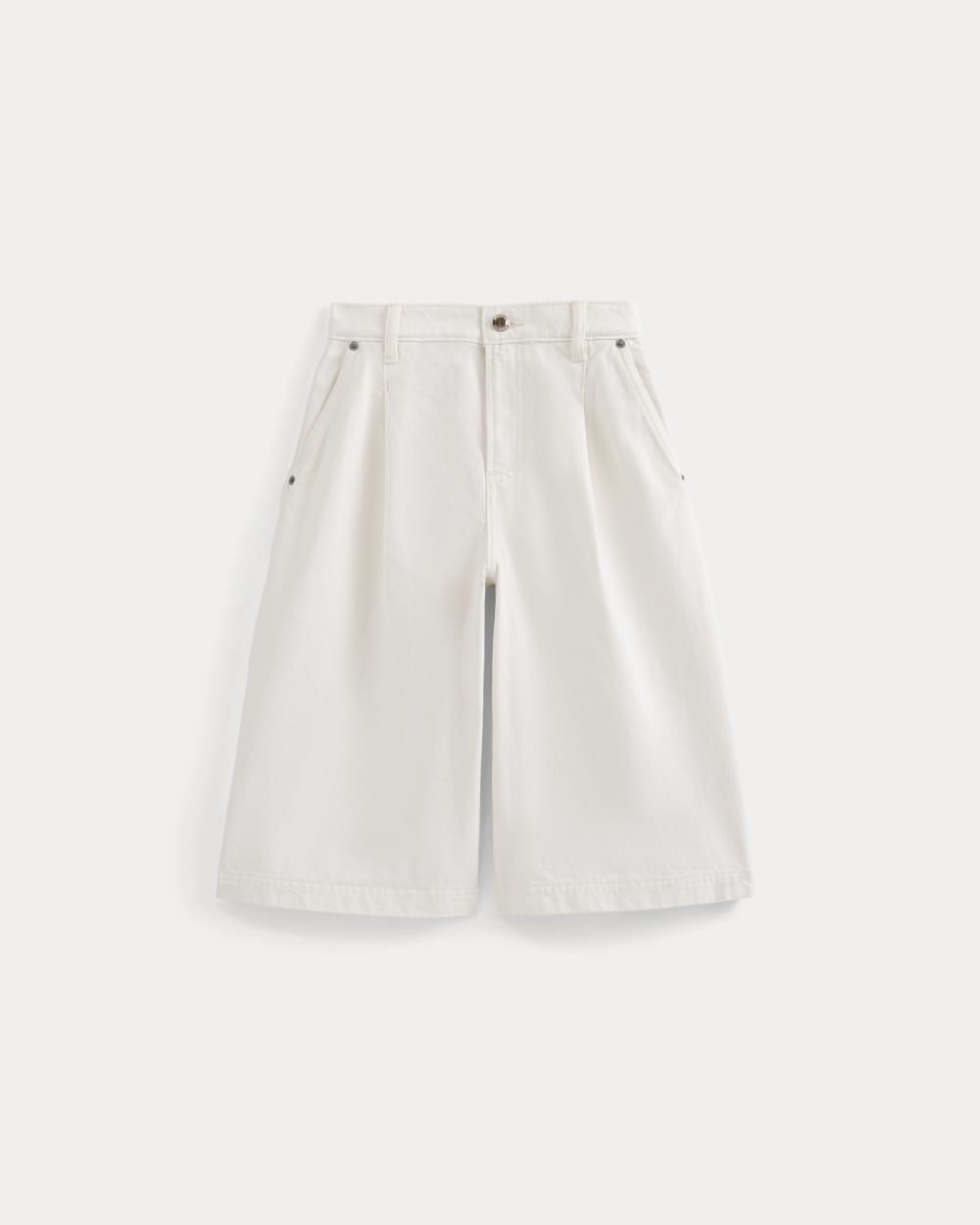High-Rise Pleated Culotte in Bone/Cream — alternate view