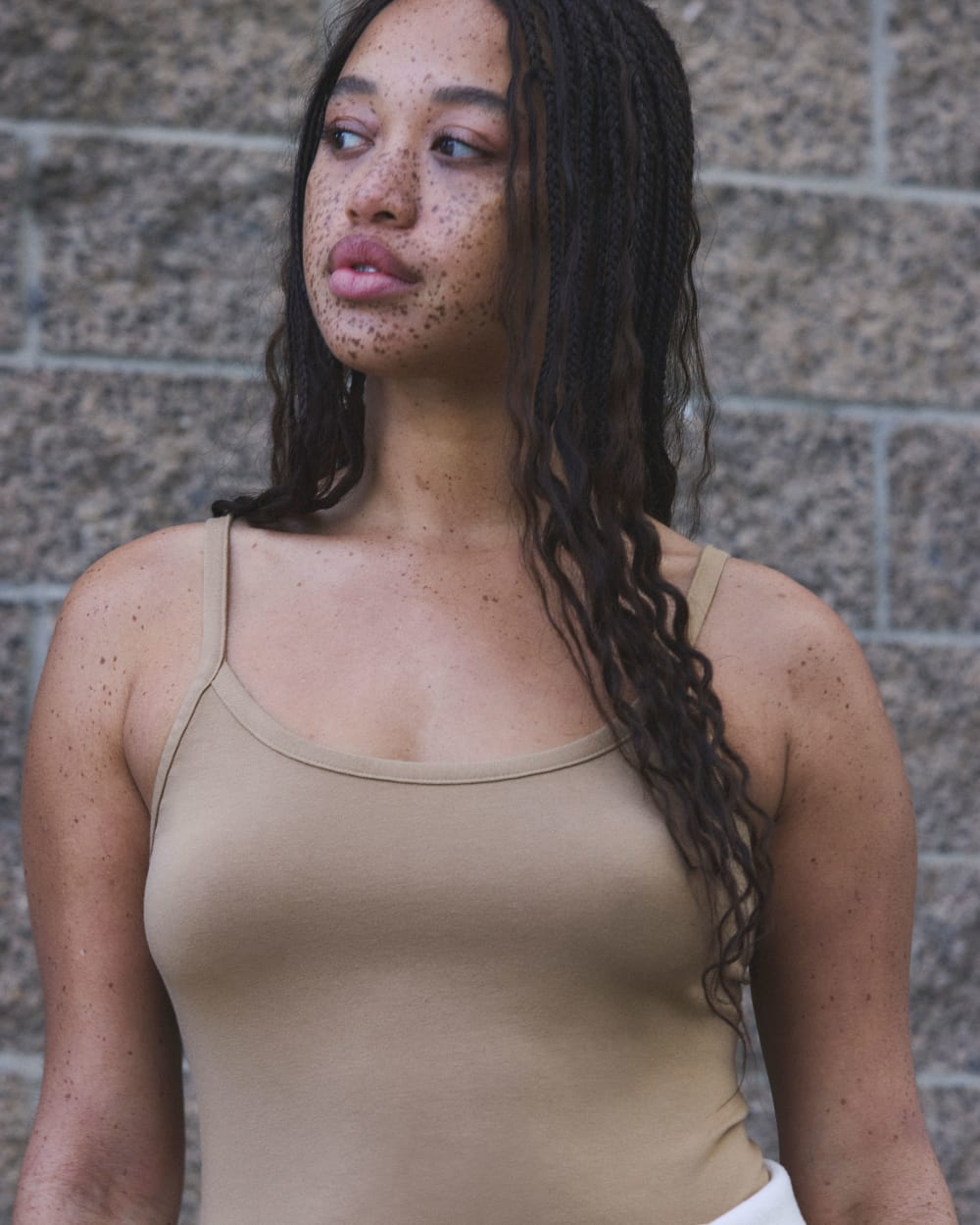 The Supima® Form Spaghetti Strap Cami in Tiger's Eye — detail view