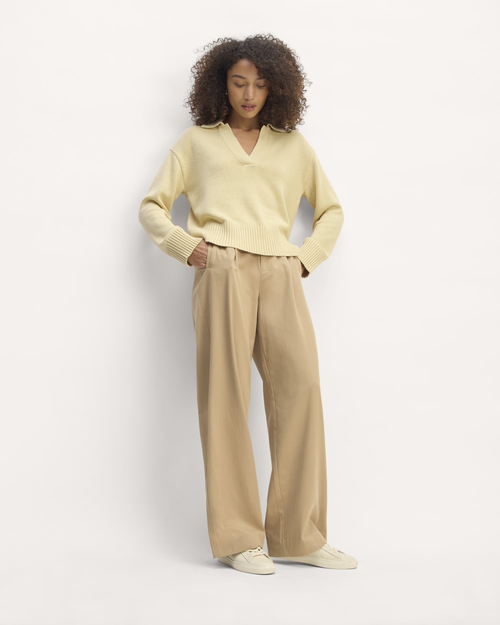 The Boxy Polo in Everyday Cotton in Parsnip — detail view