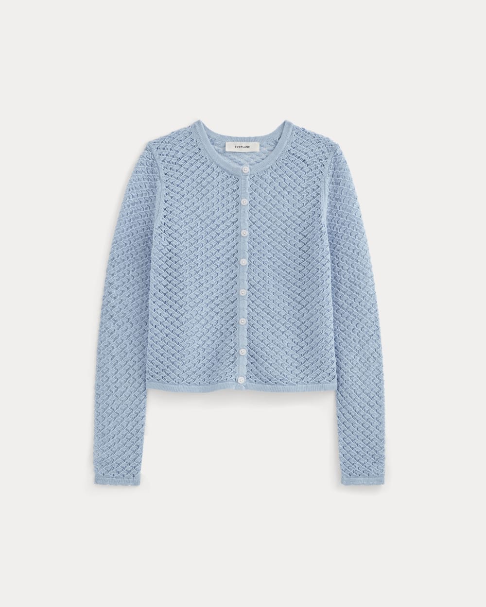 The Lace Knit Cardigan in Sky Blue — alternate view