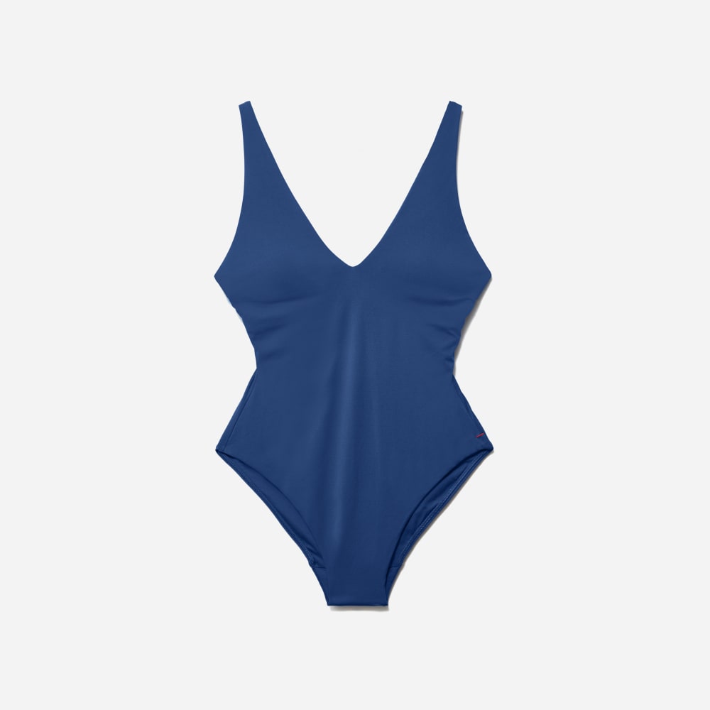 The V-Neck One-Piece in Blue Dusk — front view