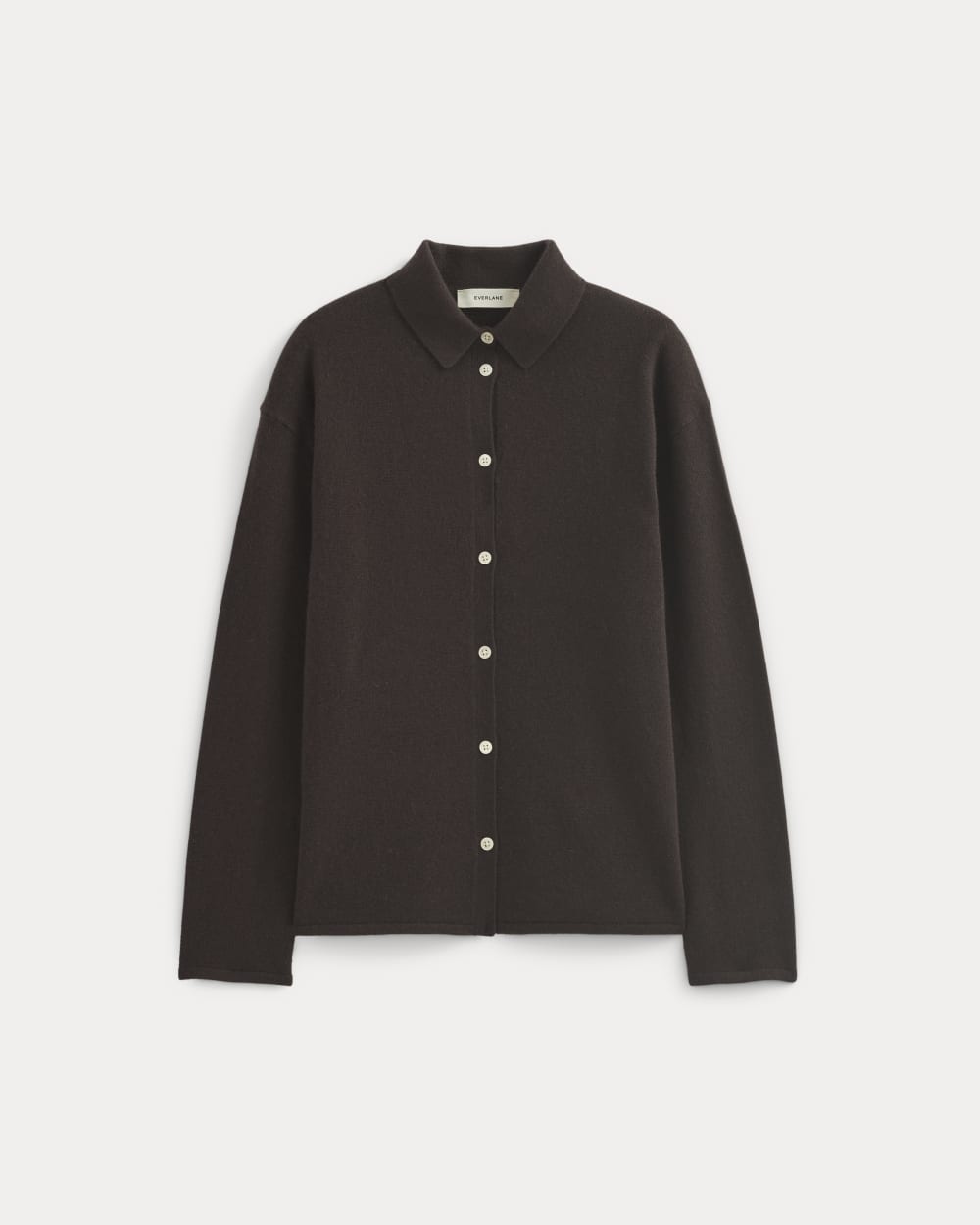 Cashmere Button-Up Shirt in Dark Chocolate — alternate view