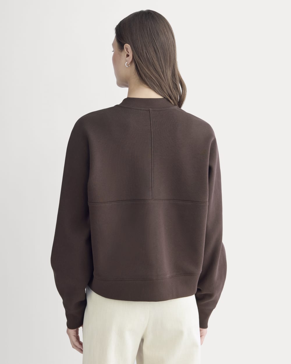 Luxe Fleece Bomber Jacket in Dark Chocolate — detail view