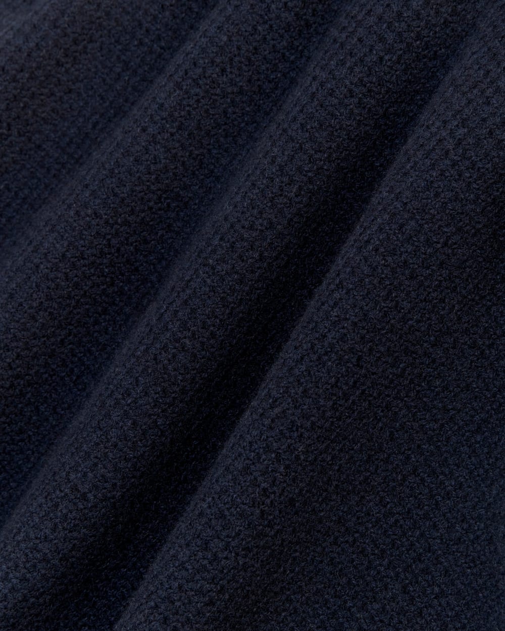 The Honeycomb Funnel Neck in Wool Cashmere in Navy — detail view
