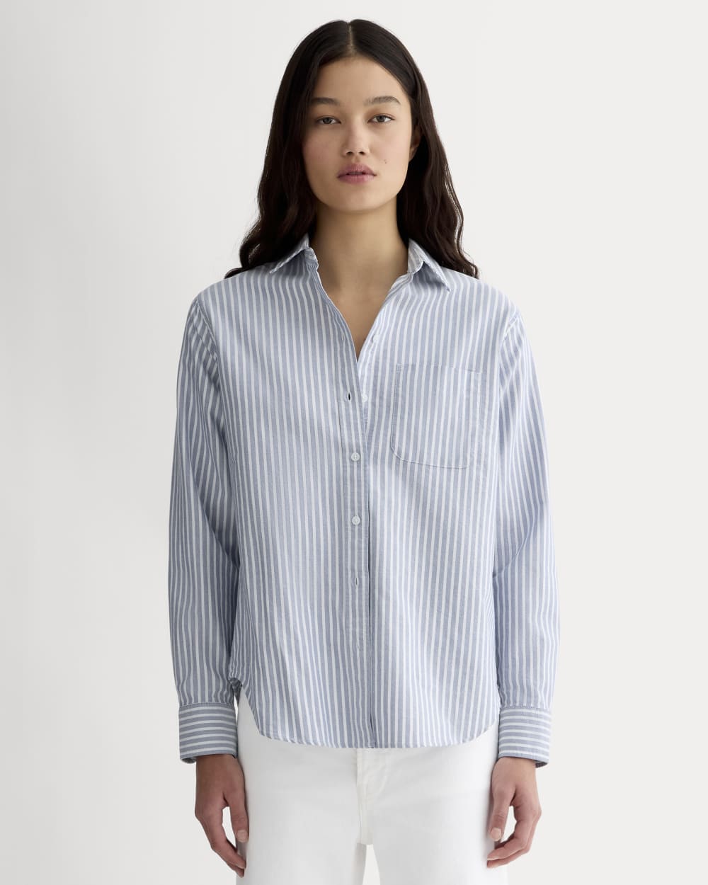 The Must-Have Oxford Shirt in Bone / Mazarine Blue — front view