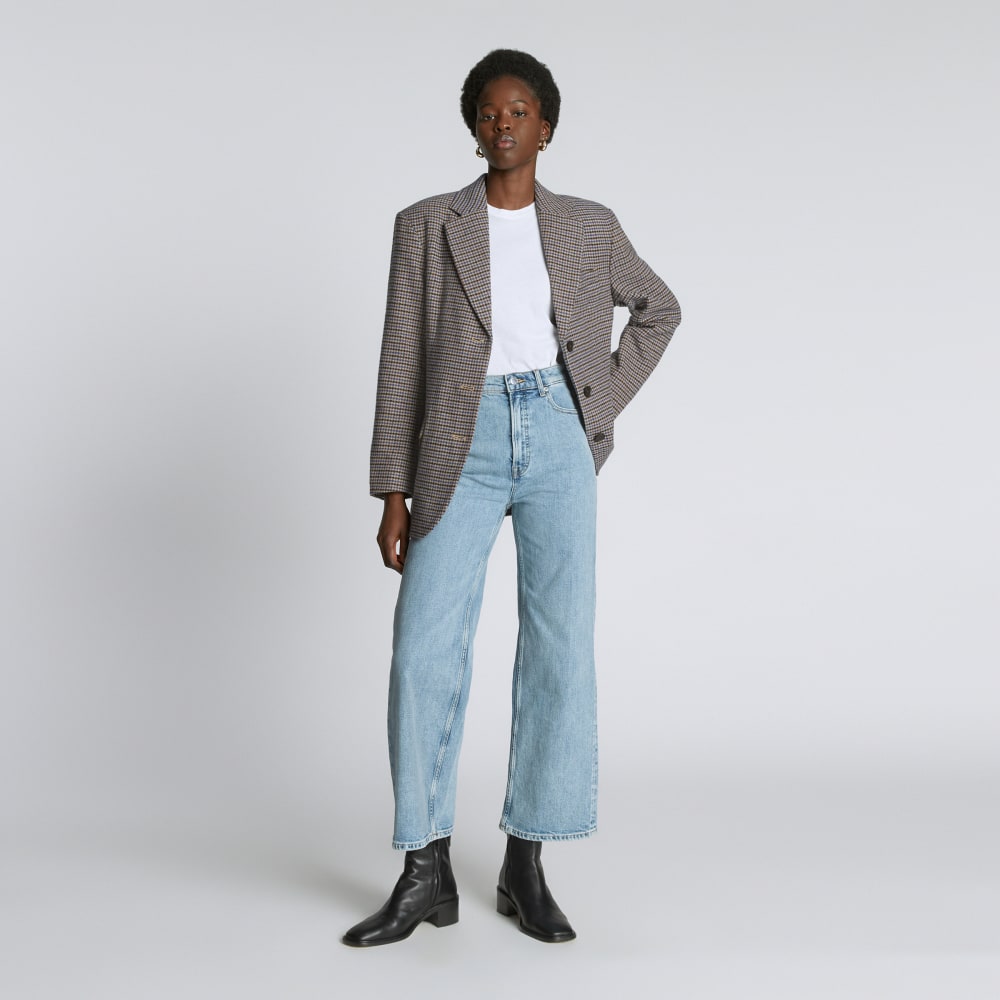 The ReWool® ’80s Blazer in Blue / Brown Houndstooth — detail view