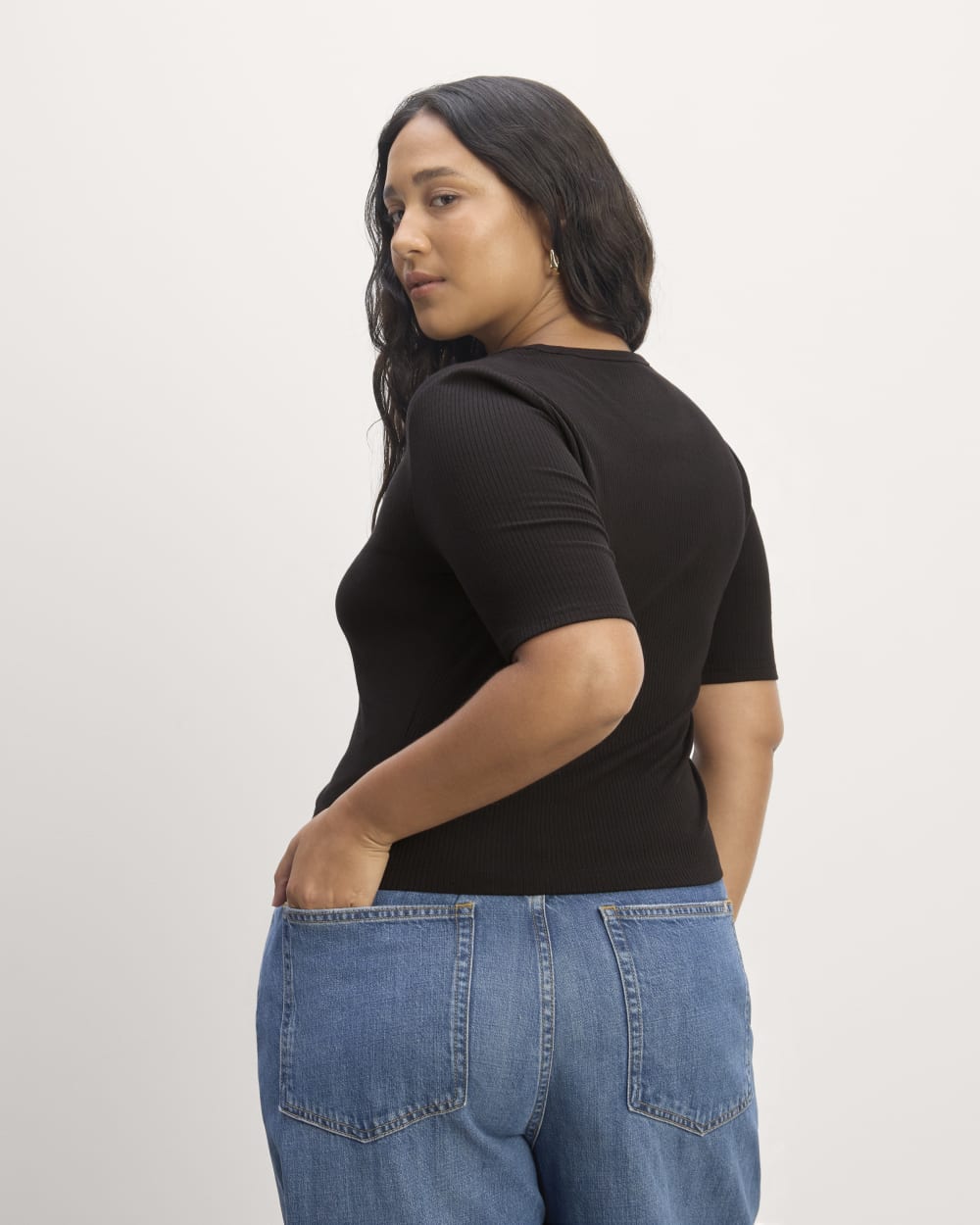 The Shimmy Tee in Black — detail view