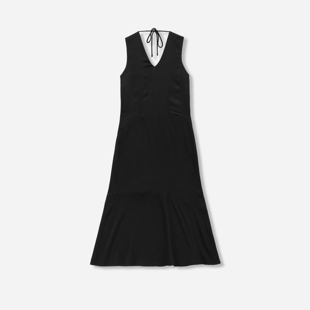The Satin V-Neck Maxi Dress in Black — alternate view
