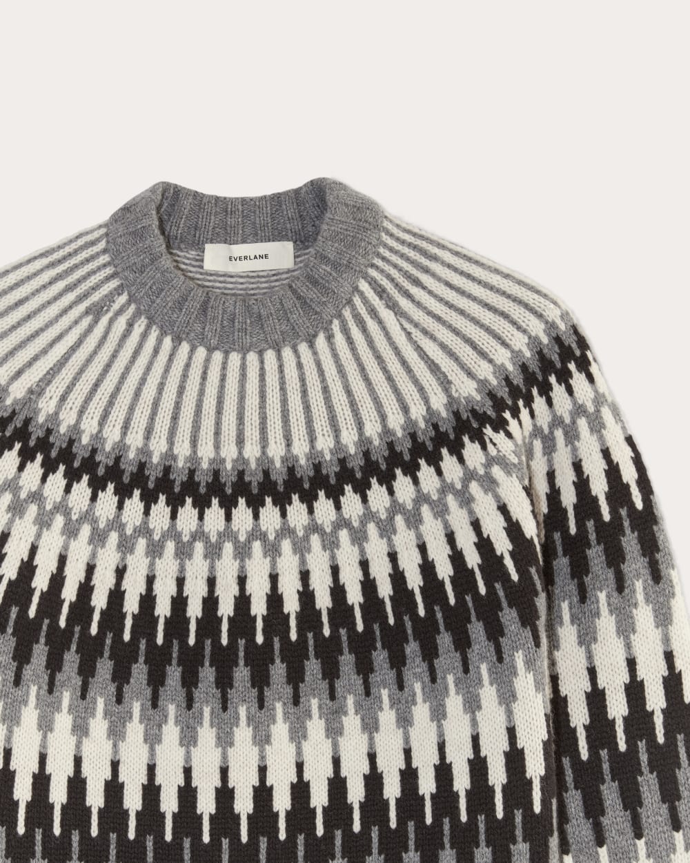 The Fair Isle Crew in Grey / Black Fair Isle — detail view
