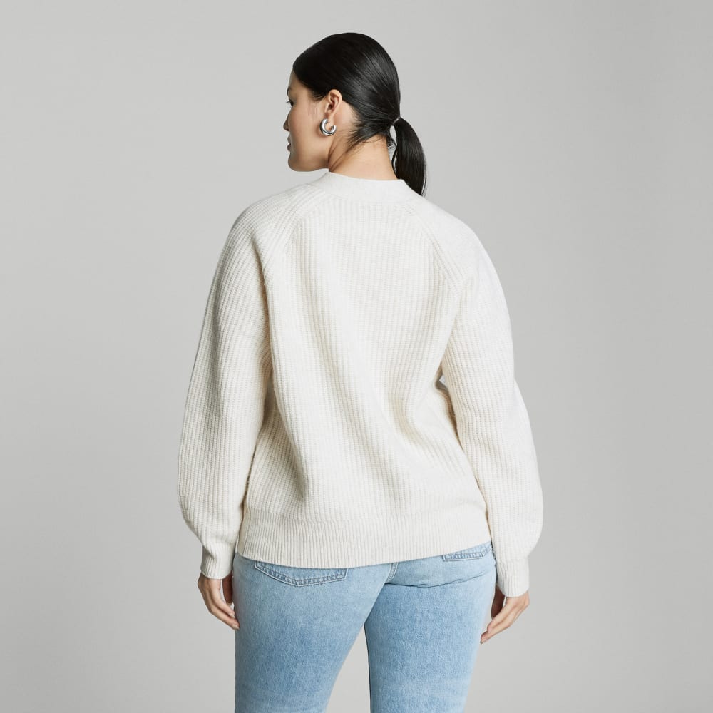 The Felted Merino Cardigan in Heathered Oat — detail view
