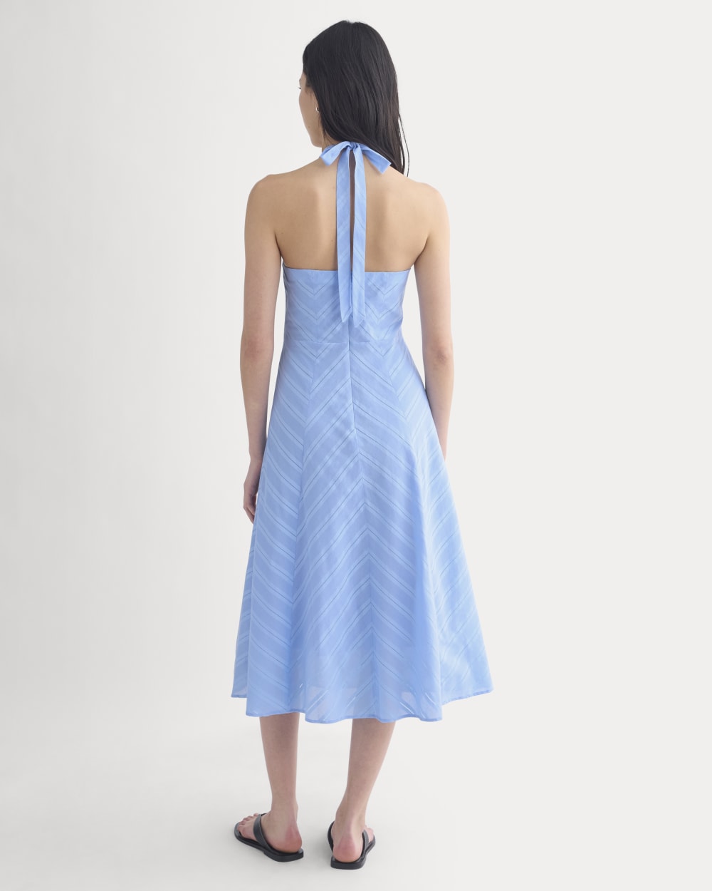 Textured Halter Midi Dress in Open Air Blue — detail view