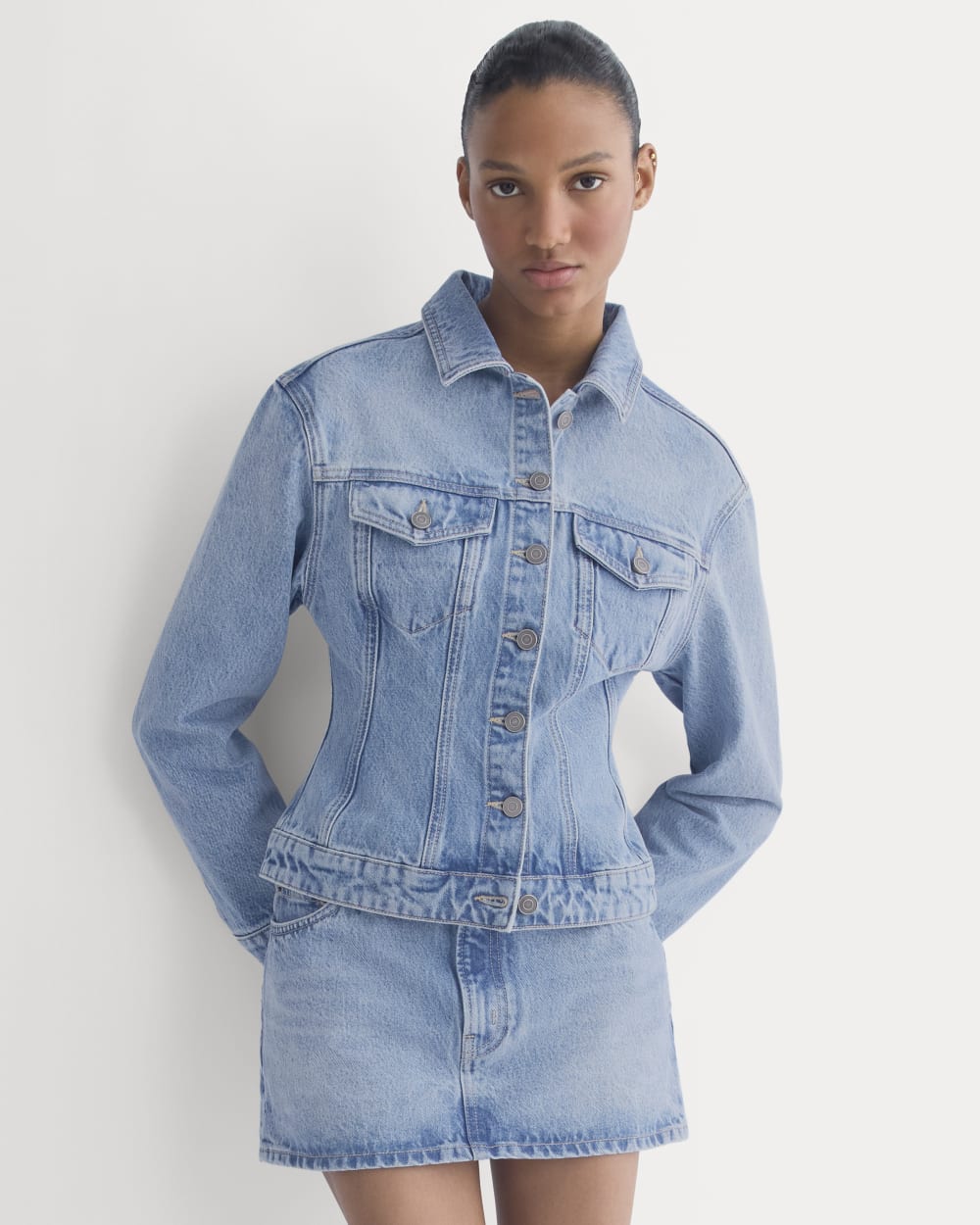 Everlane x Elena Bonvicini Lido Jacket in Crystal Cove Indigo — front view