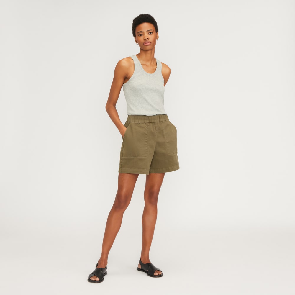 The Organic Pull-On Short in Beech — detail view