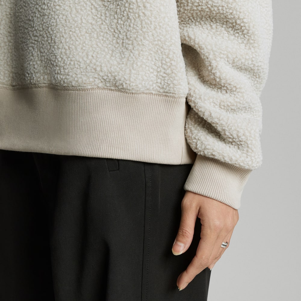 The ReNew Teddy Oversized Crew in Oat — detail view