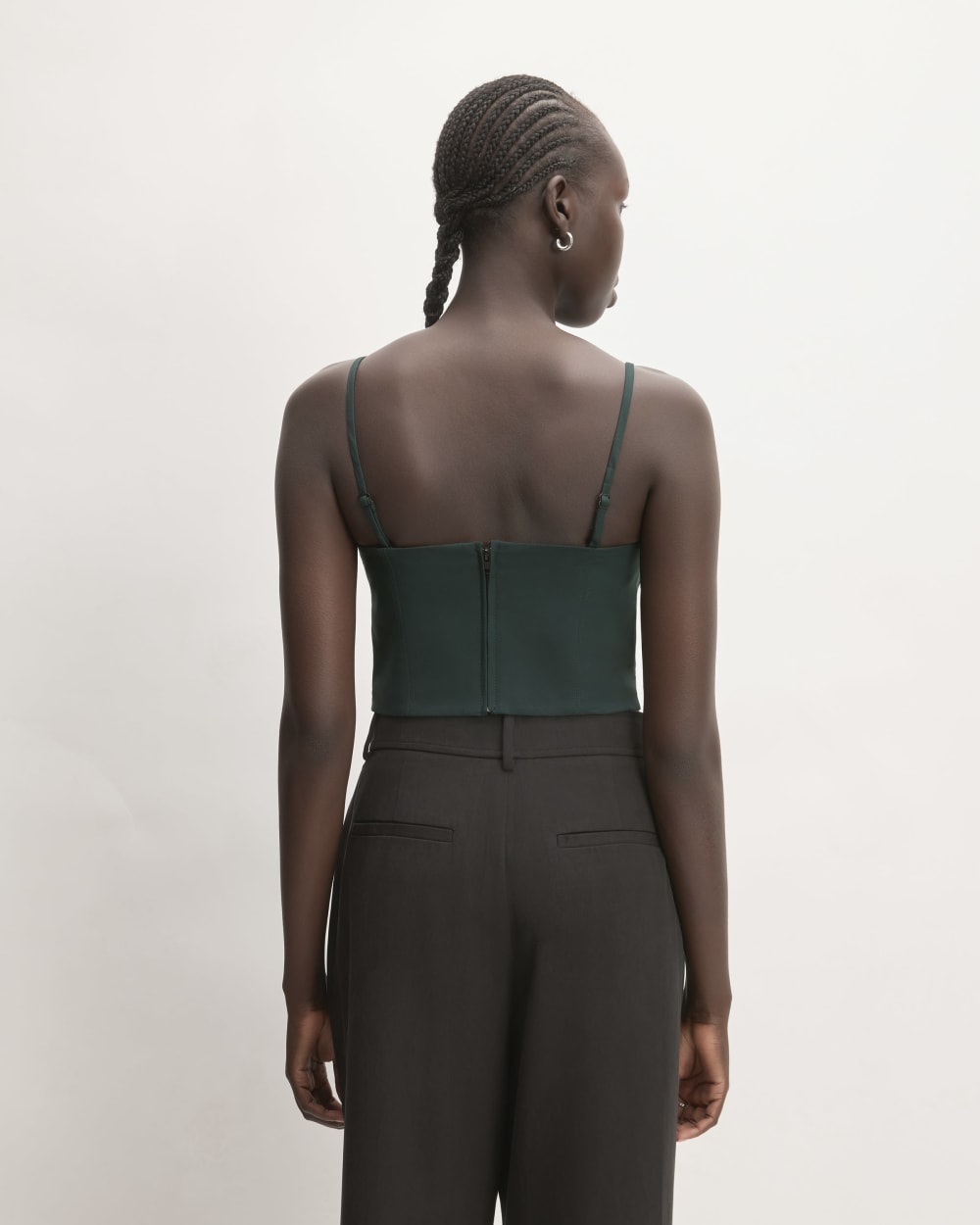 The Structured Cotton Bustier in Scarab — detail view