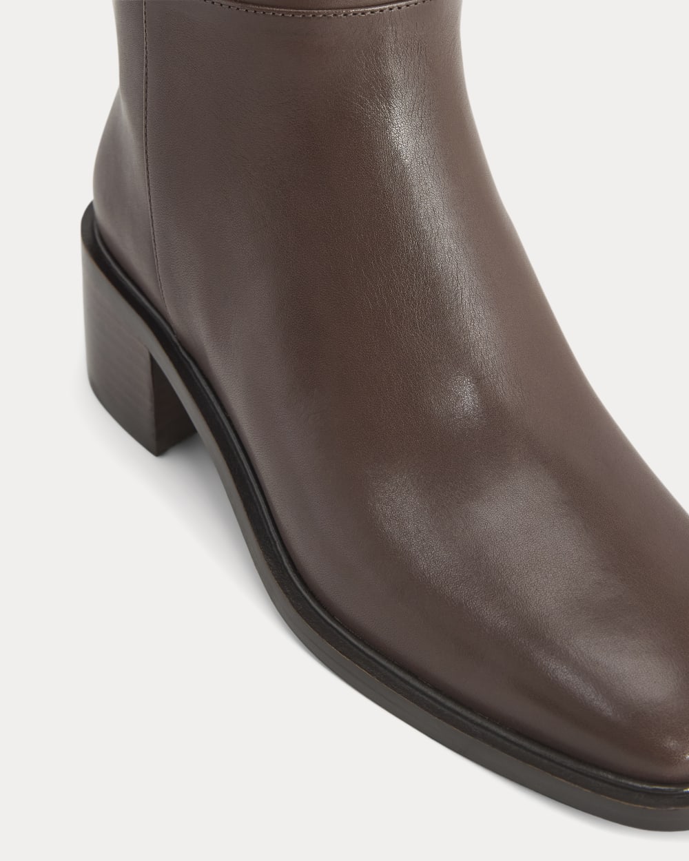 Leather Knee-High City Boot in Deep Brown — detail view