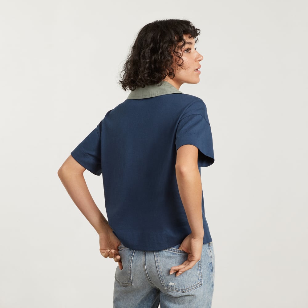 The Retro Jersey Polo in Atlantic / Smoke — detail view