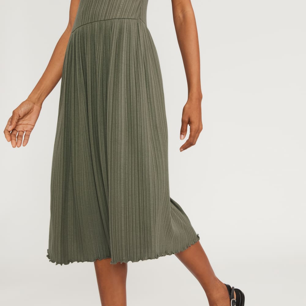 The Rib Soft Knit Scoop-Neck Dress in Kalamata — detail view