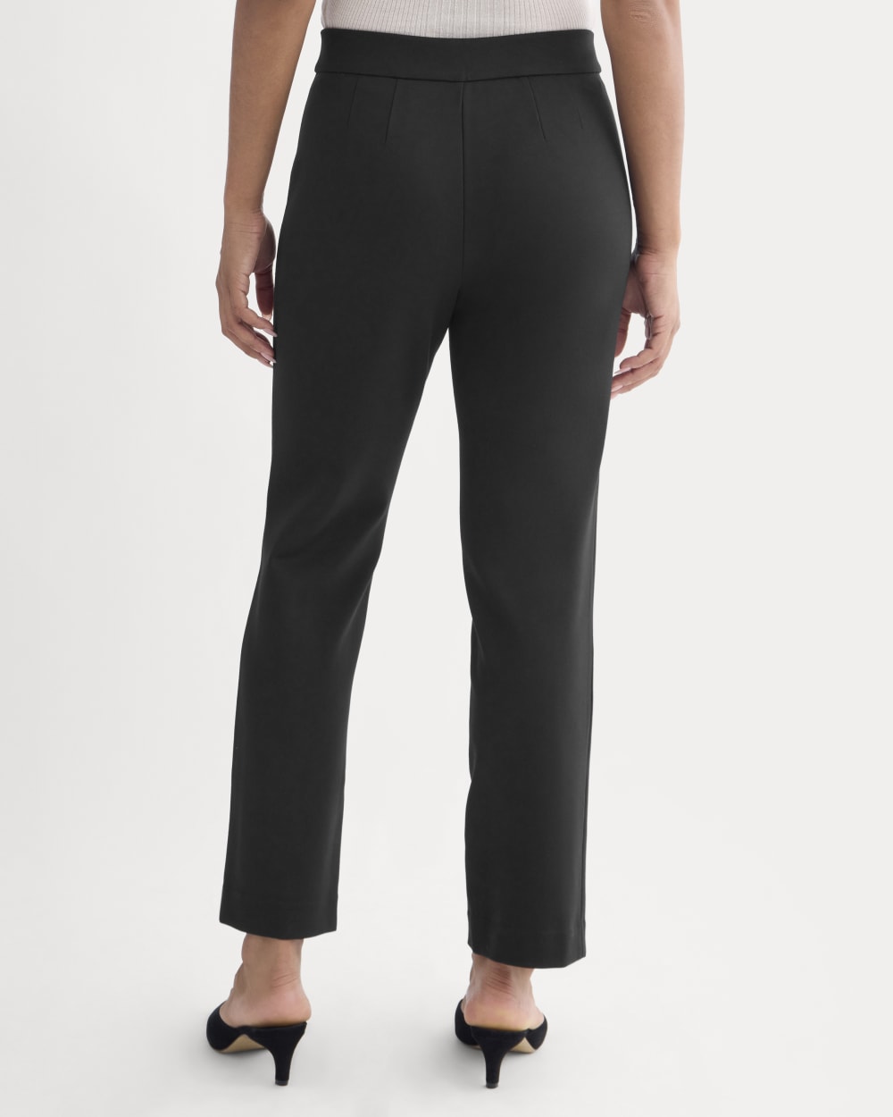 Slim Trouser in Ponte in Black — detail view