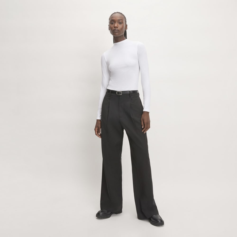 The Supima® Form Funnel Neck Tee in White — detail view