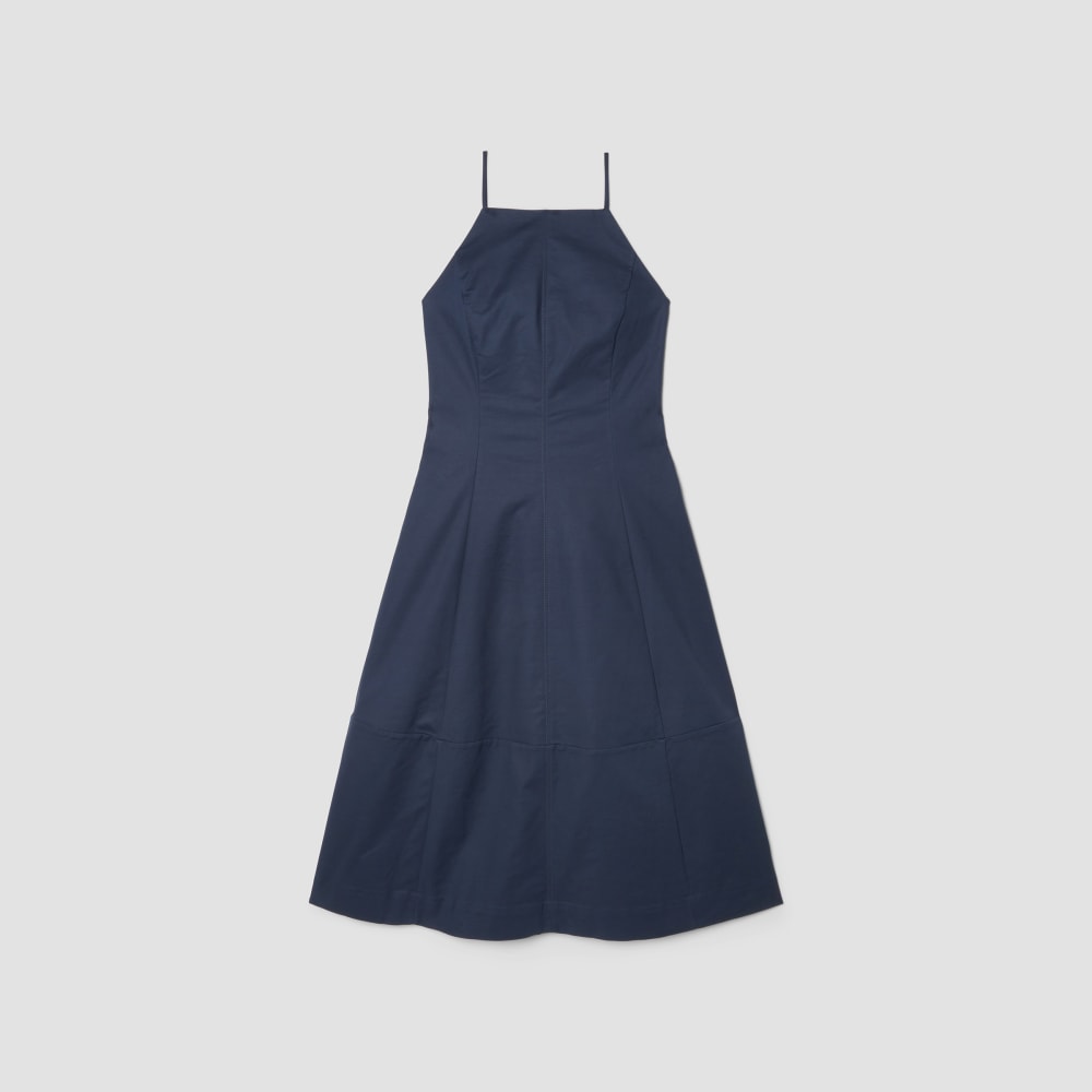 The Structured Cotton Bell Dress in Navy — alternate view