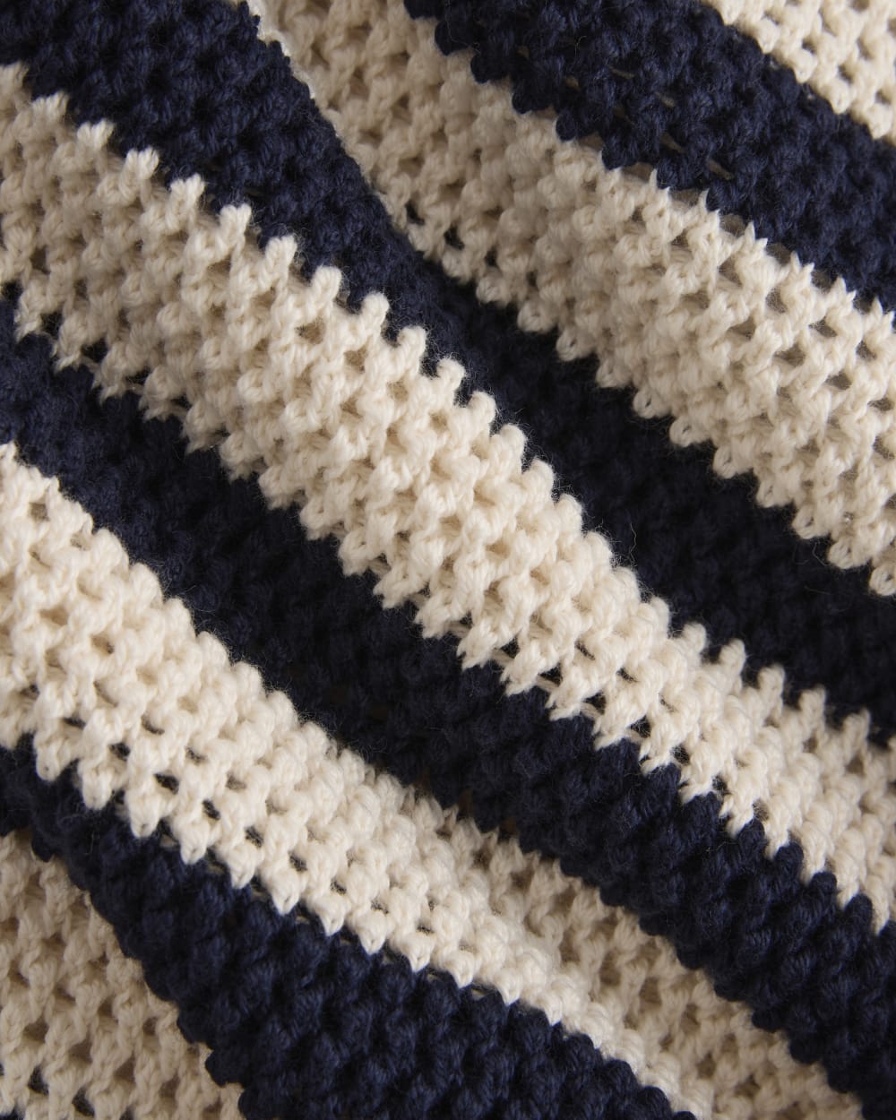 Open Knit Long-Sleeve Crew in Everyday Cotton in Canvas / Navy — detail view