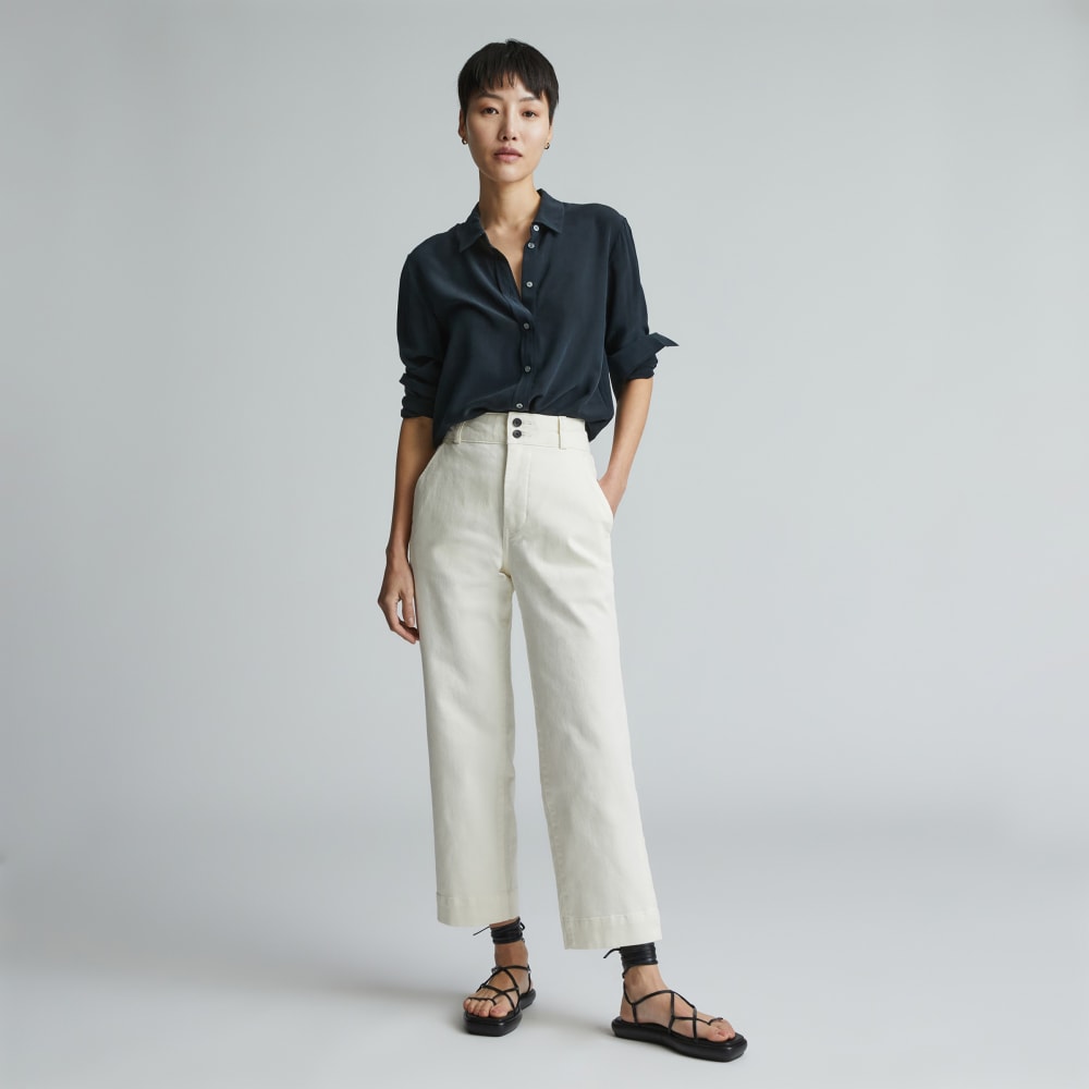 The Organic Straight-Leg Pant in Bone — front view