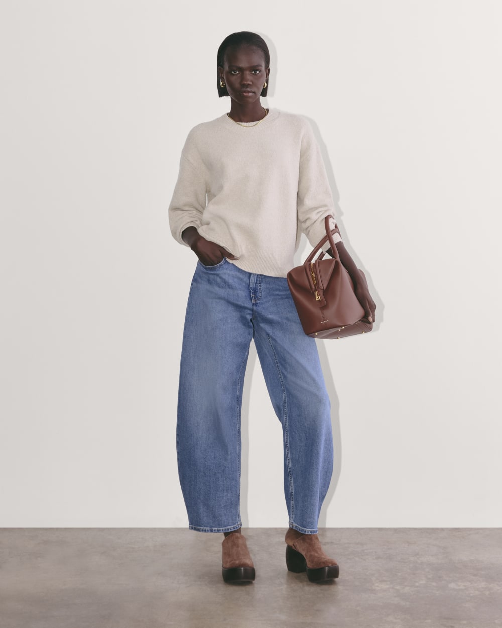 The Cocoon Crew in Plush Cotton in Heather Mushroom — detail view