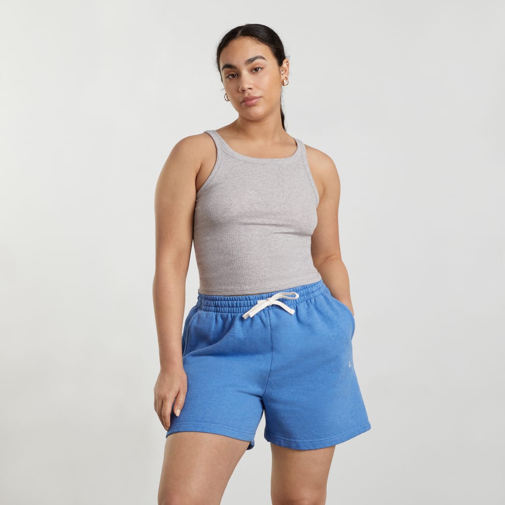 The Pima Micro-Rib Short Tank in Heathered Grey — alternate view