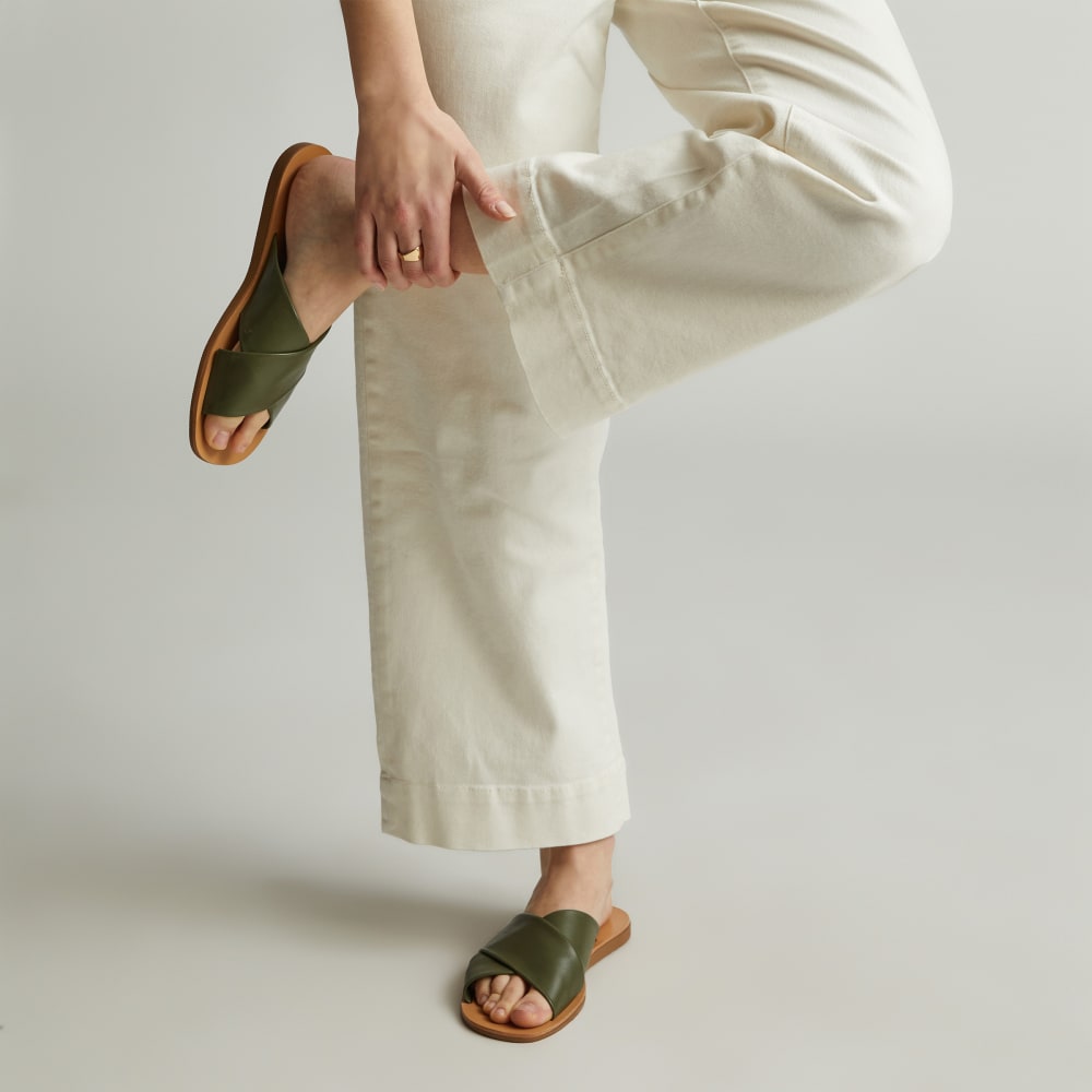 The Day Crossover Sandal in Olive — detail view