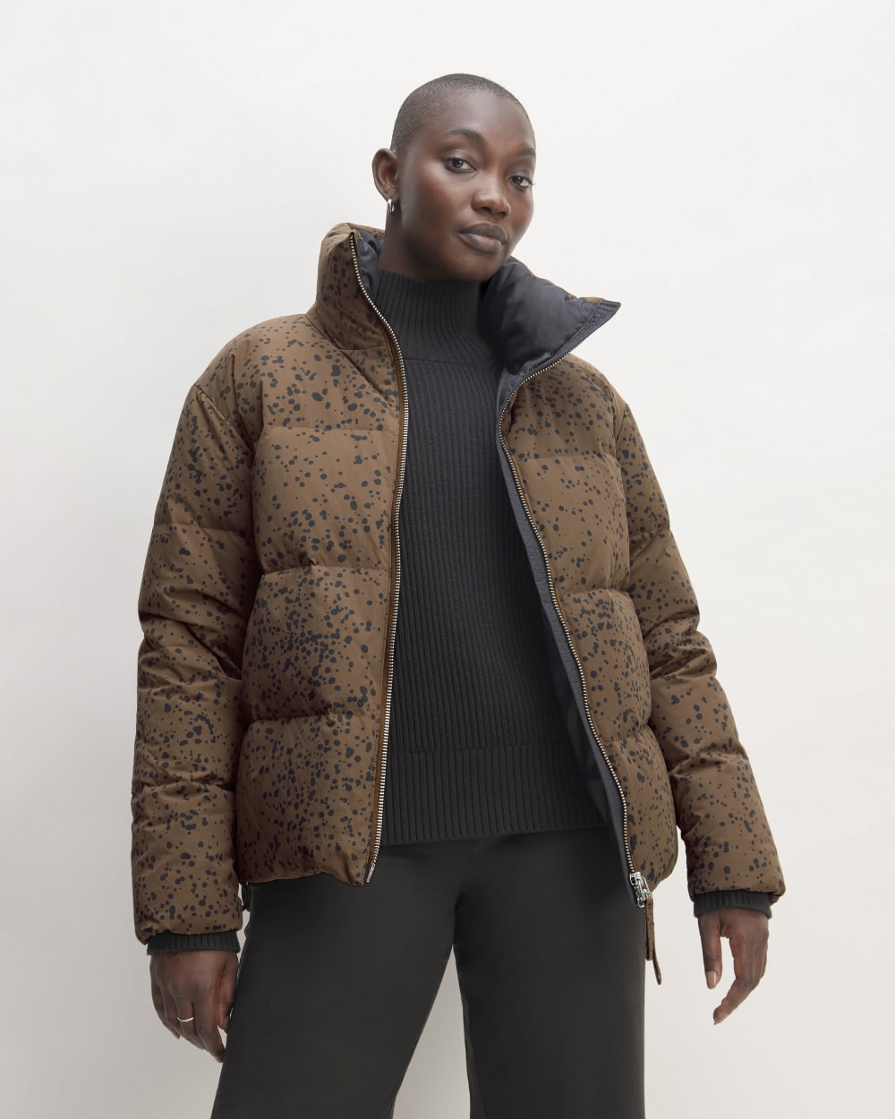 The Puffer Bomber in Cocoa Moonsplatter — front view