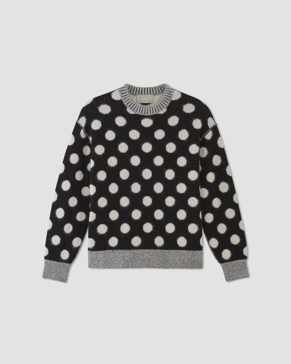 The Alpaca Polka Dot Oversized Crew in Black / Snow Polka Dot — alternate view